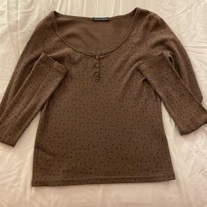 Brandy Melville floral brown long sleeve shirt